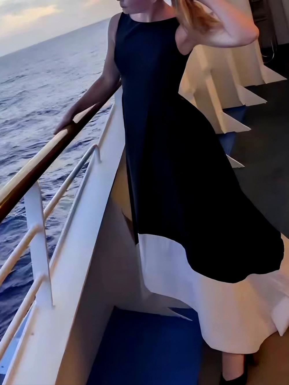 Adrianna Papell Black And White High Low Maxi Dress